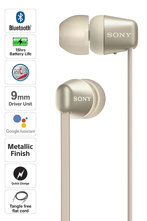 Sony WI-C310 Wireless Headphones with 15 Hrs Battery Life, Quick Charge, Magnetic Earbuds for Tangle Free Carrying, BT ver 5.0,Work from Home, in-Ear Bluetooth Headset with mic for Phone Calls (Gold) Sony WI-C310 Wireless Headphones with 15 Hrs Battery Life, Quick Charge, Magnetic Earbuds for Tangle Free Carrying, BT ver 5.0,Work from Home, in-Ear Bluetooth Headset with mic for Phone Calls (Gold)